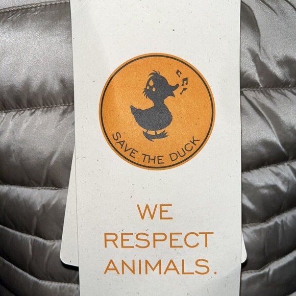 NEW Save The Duck Women M CINDY Puffer Vest Khaki Beige Thin Ultra Light NWT - Picture 11 of 11